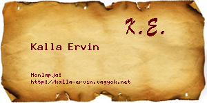 Kalla Ervin névjegykártya